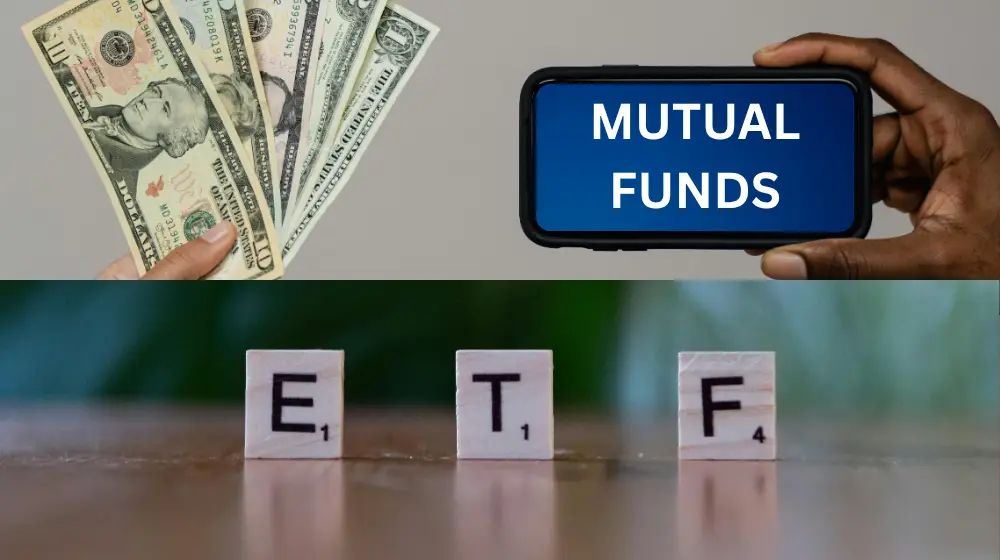 Illustration showing ETFs and Mutual Funds for Beginners comparing investment options and growth returns in 2025
